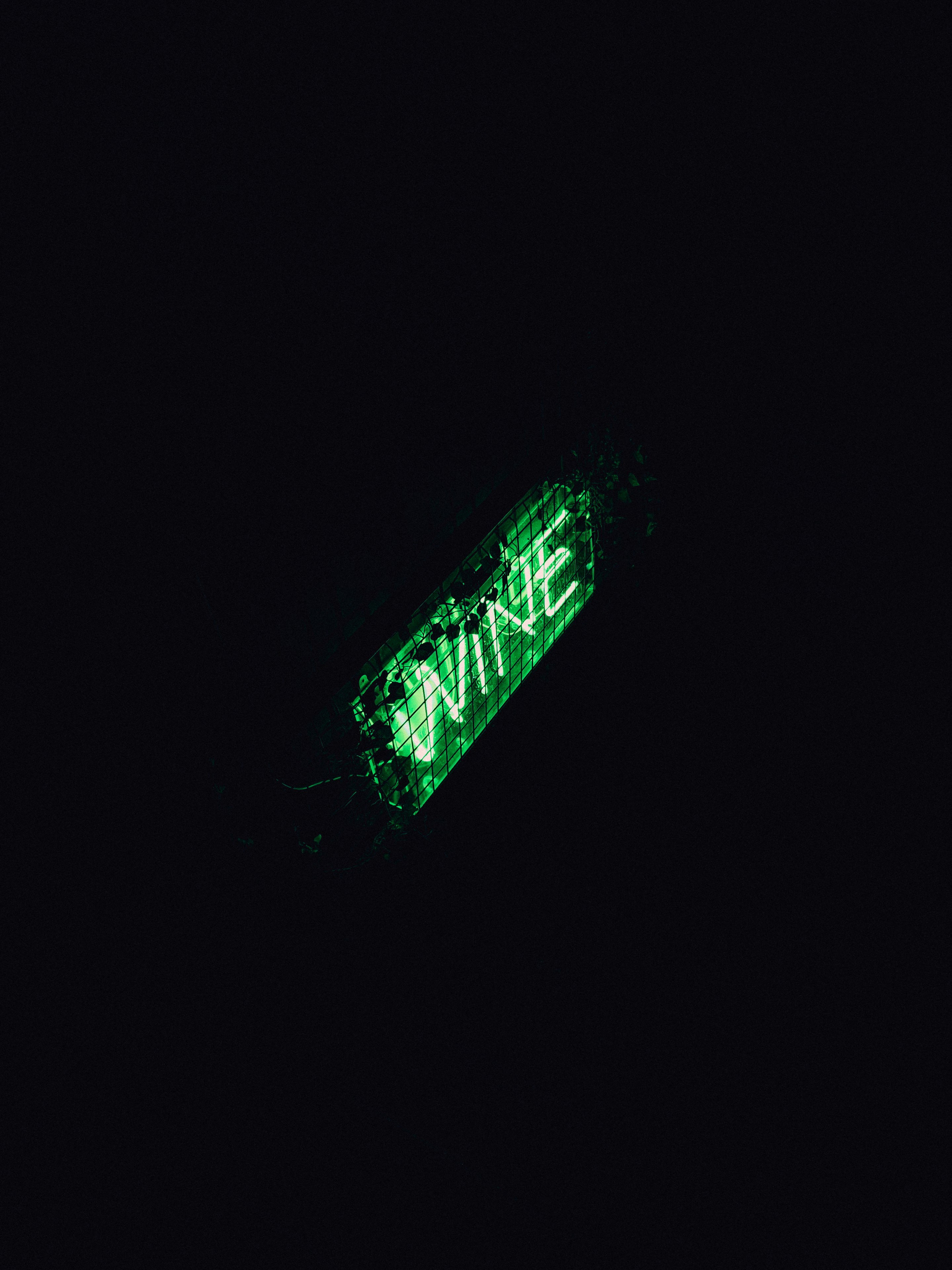 green light on black background